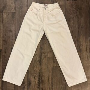 Vintage Guess High Rise White Jeans Womens 28 Straight Leg 90s Denim Triangle